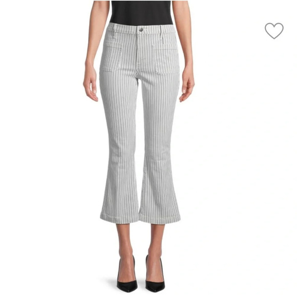 FRAME Le Bardot Crop Flare Striped Jeans Size 26 - Picture 1 of 14